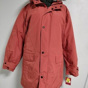 London Fog Red Coat with Faux Fur Trim